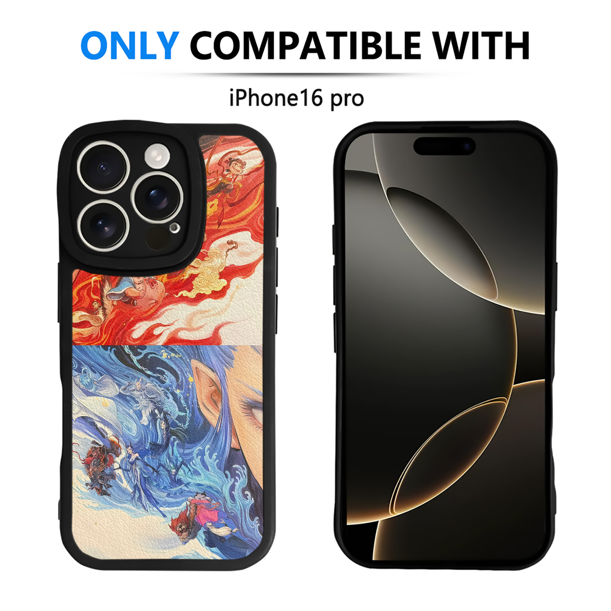 （画像用） Ne Zha 2 ナタ 魔童の大暴れ 【iPhone 16シリーズ対応】シリコンスマホケース（レザー調） 材質：シリコン